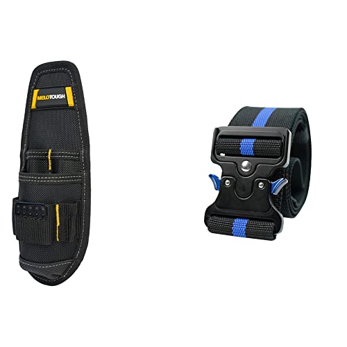MELOTOUGH Small Tool Holder, Min Work Organizer Tool Pouch and Knife Holder with Snap Clip + 2" Nylon Web Work Tool Belt for Men with Heavy Duty Quick Release Rugged Metal Buckle