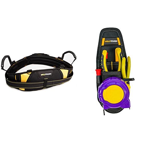MELOTOUGH Padded Electrician Tool Belt Tradesman Pro Padded Tool Belt + Small Tool Holder, Min Work Organizer Tool Pouch and Knife Holder with Snap Clip