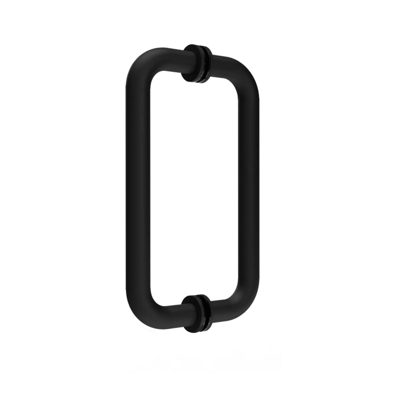 CKB 8" Shower Door Handle, Compatible with 1/4" (6mm) to 1/2" (12mm) Thick, Stainless Steel Double Side Door Pull, Matte Black 8"(Hole to Hole)