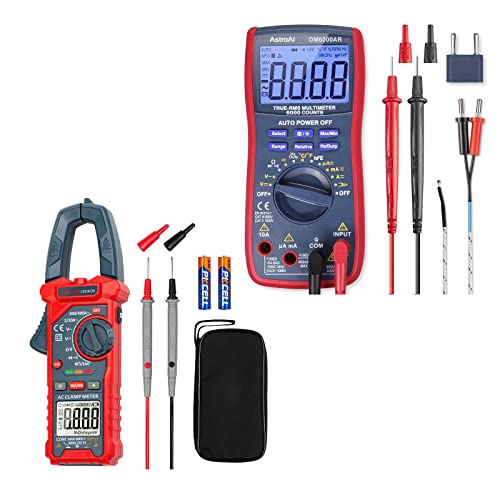 AstroAI Digital Clamp Meter Multimeter 2000 Counts + AstroAI TRMS 6000 Counts Auto-ranging Multimeter
