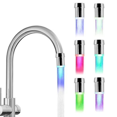 VIEVRE Set of 2 LED Taps, 7 Colors Tap Attachment Kitchen, Blue Green Water Saver, LED Tap Attachment, LED Tap Attachment for Kitchen, Bathroom