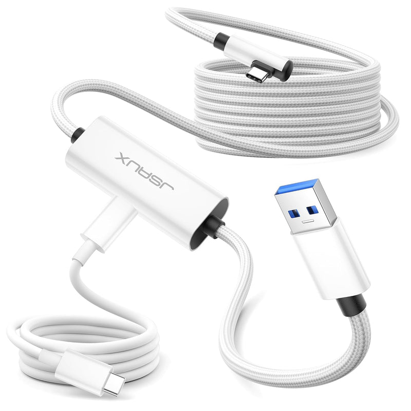 JSAUX Link Cable 16FT with Charging Compatible with Meta Quest 3S/Quest3/2/Pro Accessories【 Charging While Playing】 USB 3.0 High Speed Data Compatible with Oculus 3S/3/2/Pro, Pico 4, PC VR, Steam VR 10W Charging