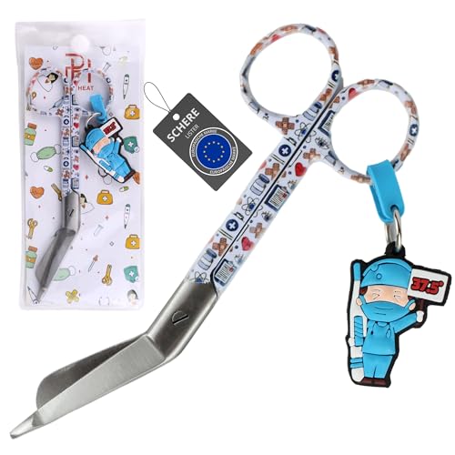 Ph Pro Heat Bandage Scissors Care for Nurses - Medical Scissors Made of Stainless Steel - First Aid Scissors with Engraving - Bandage Scissors Blunt Tip Nursing
