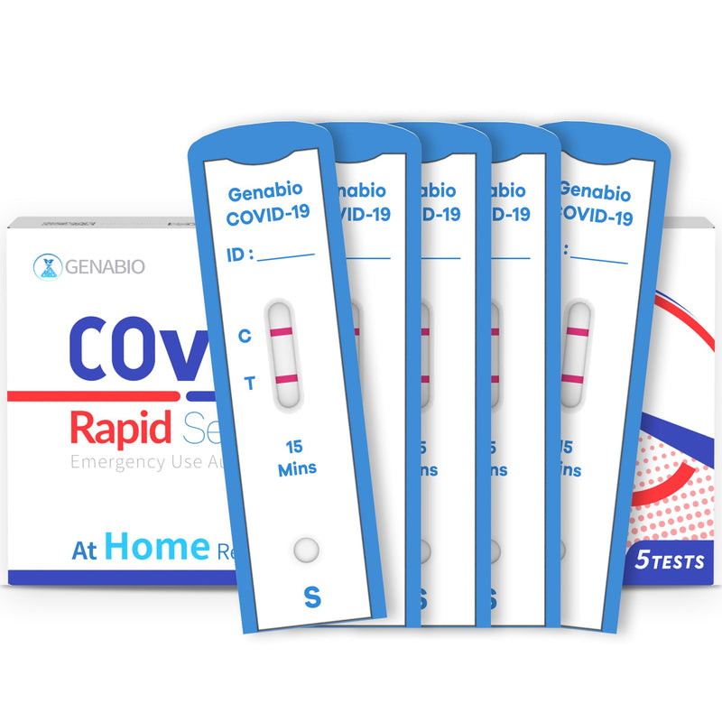 Genabio COVID-19 Antigen Rapid Self-Test Kit (5 Pack) – FDA EUA Authorized | 15 Min At-Home Results | OTC Nasal Swab | Easy Self-Test | (1 Pack, 5 Tests) 1 Pack-5 Tests
