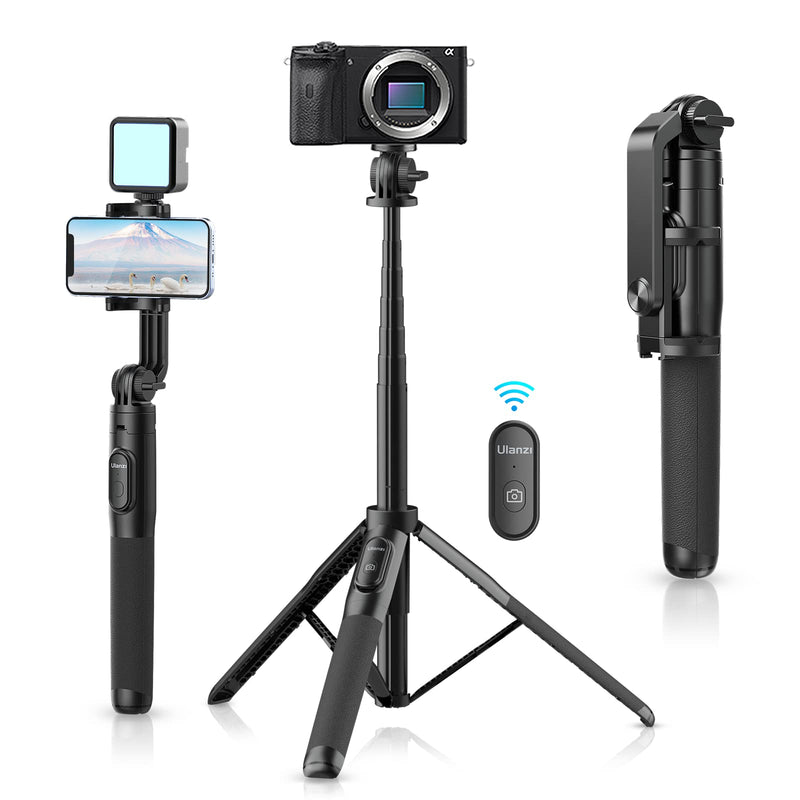 ULANZI SK-03 Selfie Stick Tripod, 64" Professional Stable Phone Tripod Stand for Smartphone/Action Camera, 3 in 1 Extendable Phone Holder with Detachable Remote for Travel Selfies Video Recording Vlog SK-03 Tripod