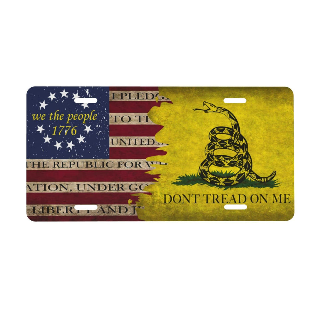 Don't Tread On Me License Plate,American Flag Decorative Car Front,Metal Car Plate,License Plate,Vanity Tag,Aluminum Noverlty License Plate for Men/Women/Boy/Girls Car 6×12 Inch Don't Tread On Me,American Flag