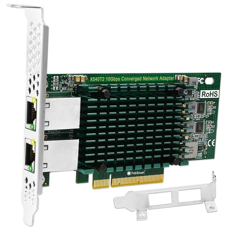 PCIE X8 Interface to 2X 10Gbps RJ45 Ports Network Adapter, Intel X540-AT2 Ethernet Controller, 2X 10GbE RJ45 Interface PCIE NIC Card, PCI Express 10GbE Converged Network Adapter (X540T2) X540T2