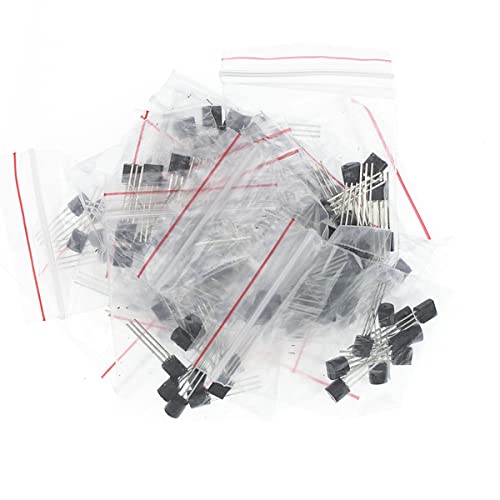 Hailege TO-92 Transistor Assorted Kit S9012 S9013 S9014 S9015 S9018 A1015 S8050 S8550 A42 A92 2N222 C1815 etc 18 Vaues 10 Pieces Total 180 pcs