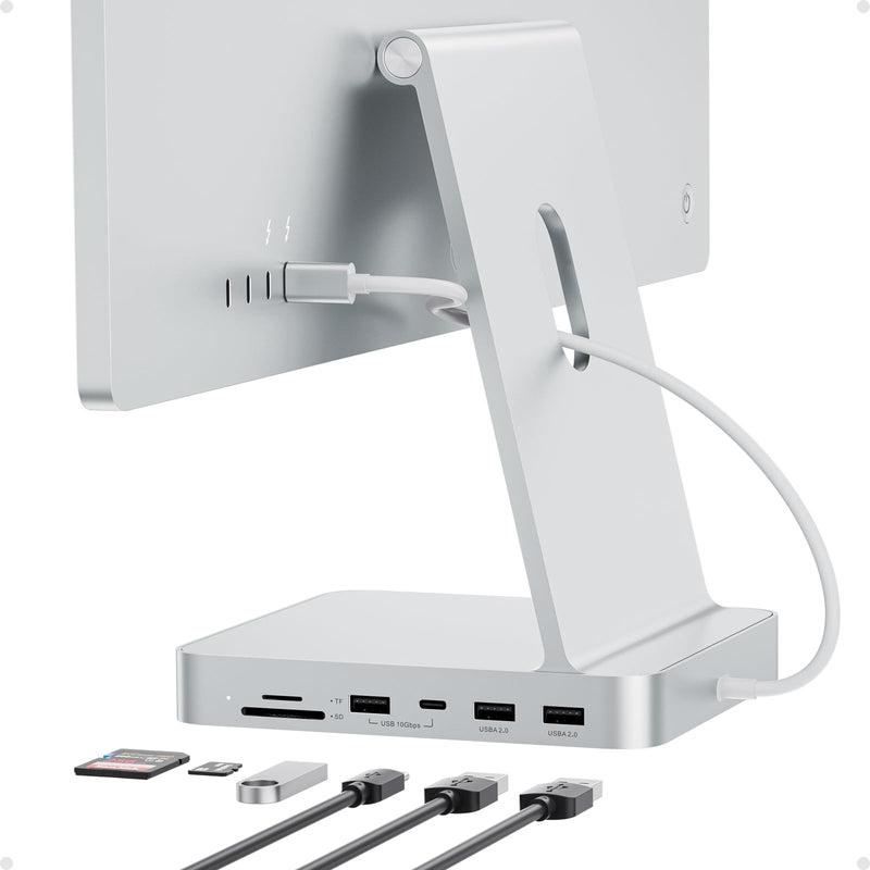 USB C HUB for iMac 24 inch 2021/2023/2024, PULWTOP USB Hub Adapter iMac Accessories for i-Mac M1/M3/M4 with USB C 10Gbps 3*USB A SD/TF, Docking Station Support Expand M.2 SSD (Not Included), Silver imac usb c hub-sliver