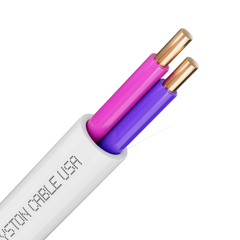 Syston Cable Technology 16/2 LED Lighting Dimmer Dimming Luminaire Control Wire Cable,16 AWG 2 Conductors Solid Bare Copper Unshielded Plenum Rated CMP CL3P FT6, for Ballast Wiring and Connection 100 FT 16/2 White Dimmer