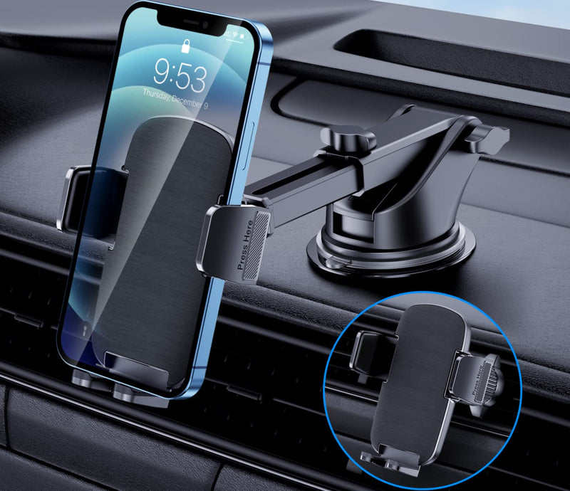 TICILFO Phone Mount for Car Phone Holder [Military-Grade Suction & Stable Clip] Car Phone Holder Mount Windshield Dashboard Air Vent Universal Automobile Mount Fit for All iPhone Android Smartphones Rubber