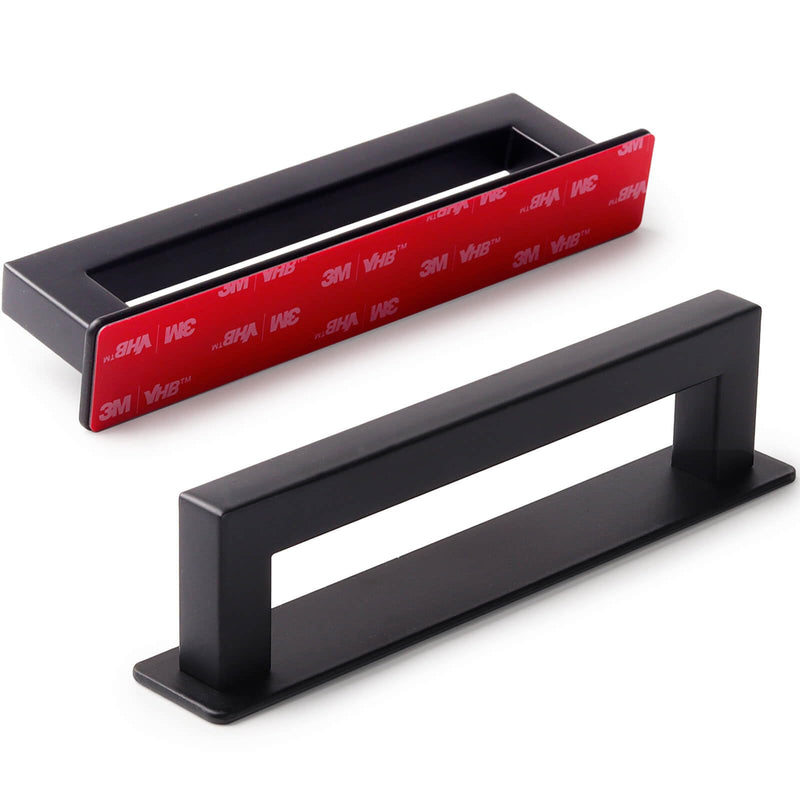 RVPEKUPE Adhesive Cabinet Handles Stick on Handle Self Stick Sliding Shower Door Handle 6" Black 8-Pack Overall Length 6"