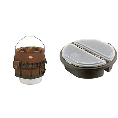 Bucket Boss The Bucketeer Bucket Tool Organizer in Brown, 10030 and Plano 5 Gallon Bucket Topper and Organizer,OD Green/Clear