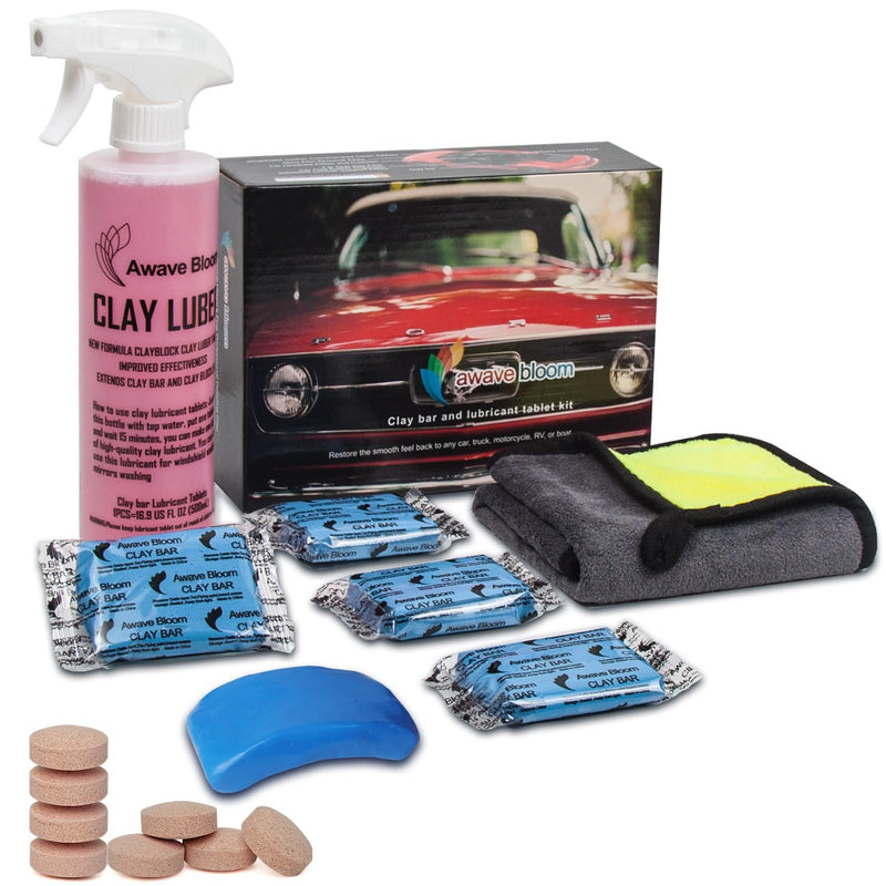 Car Clay Bars Auto Detailing 400g and Clay bar Lubricant Tablets 8 Pack(1pcs=16 oz) Clay bar kit,Include Portable Spray Bottle and Micro Fiber Towel,for Car Detailing Damage Free Cleaning 4ClayBars+8Lubricant Tablets+Spray Bottle+Towel