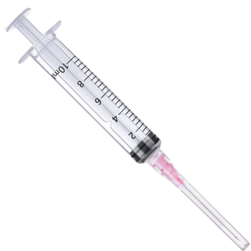 100 Pack - 10ml/cc Luer Lock Plastic Syringe with Needle 18Ga, Lab Measuring Tools for Industrial Dispensing, Science Lab and Plant Injection Supplies 100 10ml 18ga