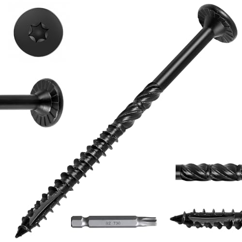 FMhotu #14 Heavy-Duty Wood Screws (4-1/2 Inch,50Pcs,Black) #14 x 4-1/2" Black 50