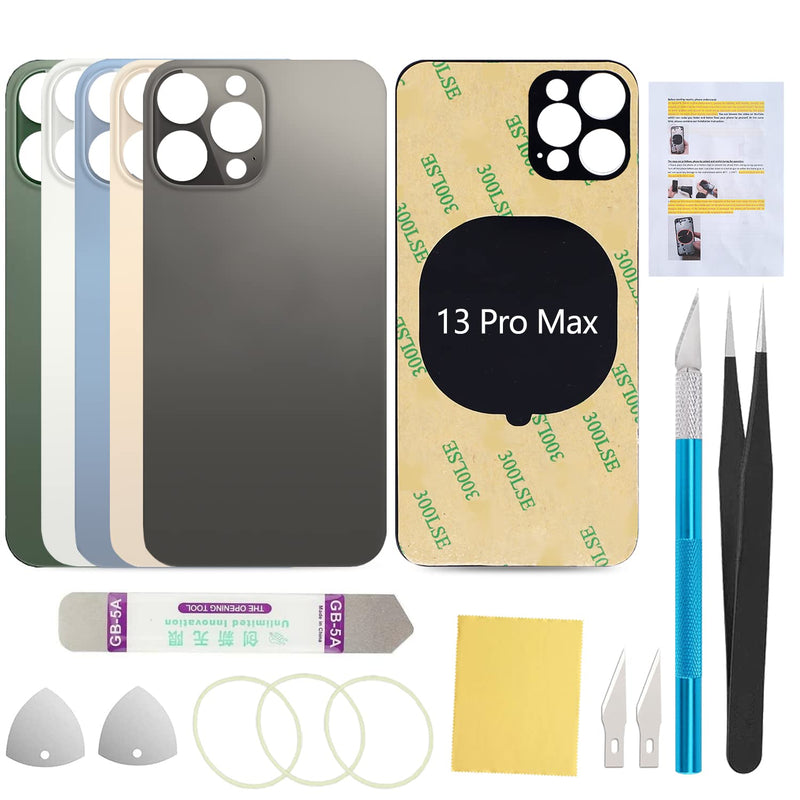 Back Screen Glass Replacement Compatible with iPhone 13 Pro Max 6.7-Inches All Carriers with Installation Manual + Repair Tool Kit (Graphite) Graphite