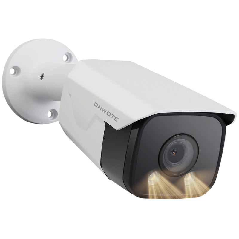 ONWOTE 4K 8MP PoE IP Camera, Smart AI Human Vehicle Detection Activate Bright Spotlights, 134° Wide Viewing Angle, Indoor/Outdoor, Commercial Wired Camera for Business, Add-on to PoE NVR System