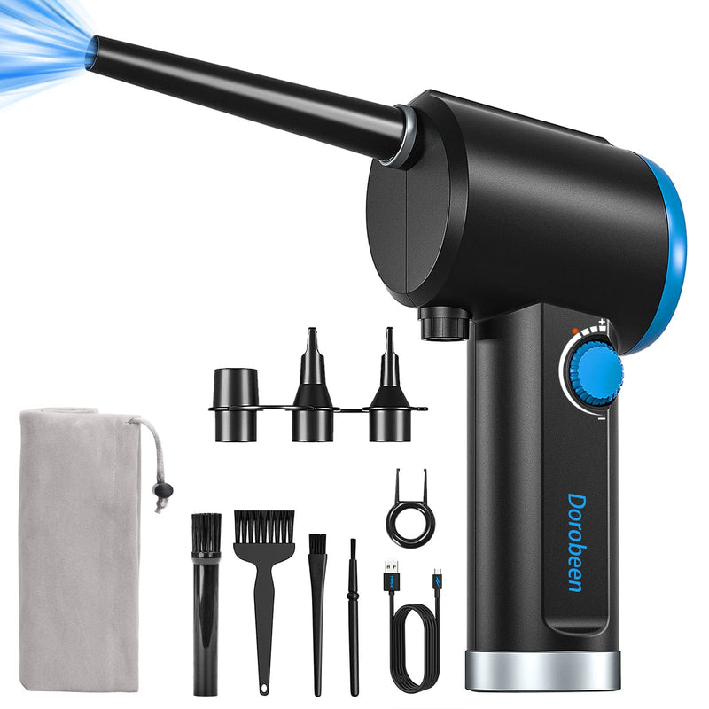 DOROBEEN Compressed Air Duster, Electric Air Duster, Cordless Air Duster, Canned Air Duster for Computer, Keyboard Cleaner, BLDC Motor - Stepless Speed - 6000mAh (Blue) AT07-B