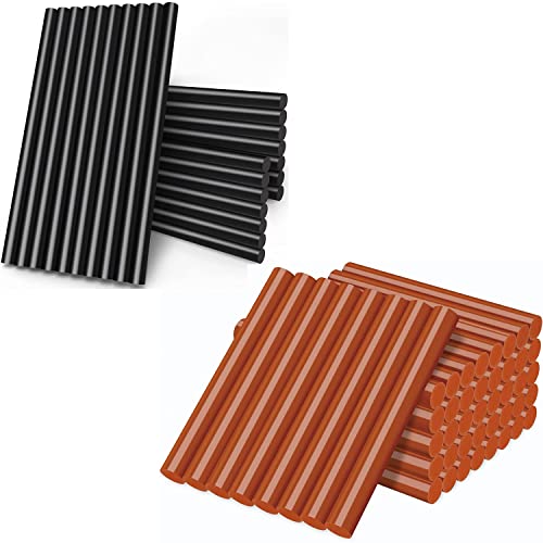 Manarty Black & Brick Red Hot Glue Sticks Full Size, 48pcs 0.43" Dia Hot Melt Glue Sticks Bulk, for Craft DIY Decoration School Project