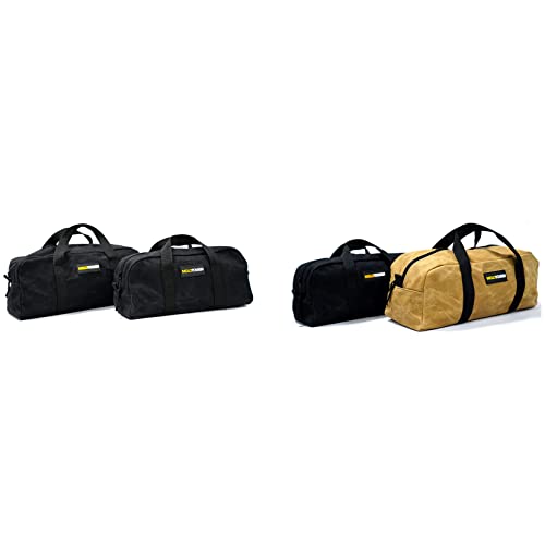 MELOTOUGH Waxed Canvas Utility Tool Tote bag Combo Kit-Includes 1 Medium & 1 Small Tool Organizer Bags for Electrician, Plumbing, Gardening, HVAC