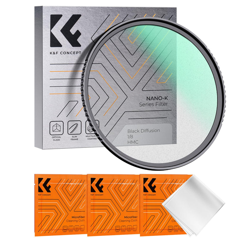 K&F Concept 67mm Black Diffusion 1/8 Filter, Mist Dreamy Cinematic Effec Filter for Video/Vlog/Portrait Photography K-Series