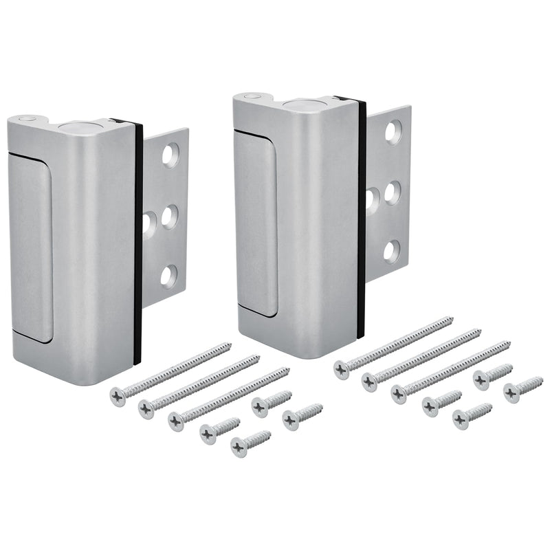 "HardwareX Supply Door Reinforcement Lock, Privacy Door Latch Harden Construction 3"" Stop Childproof, Satin Nickel (2 Pack)" 2 Pack
