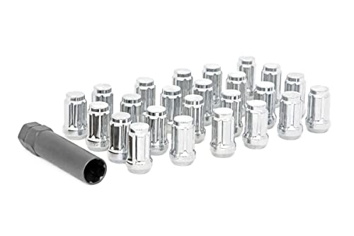 Rough Country 24-Piece Lug Nut Set - M14x1.5 Thread, Bulge Acorn Style, Chrome Lug Nuts with Socket Key, Corrosion-Resistant for Aftermarket Wheels