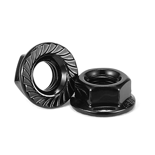 3/8-16 Serrated Flange Hex Lock Nuts 100Pcs 304 Stainless Steel 18-8, Full Thread, Hex Drive, Bright Finish, Black Oxide by SG TZH 100 3/8-16