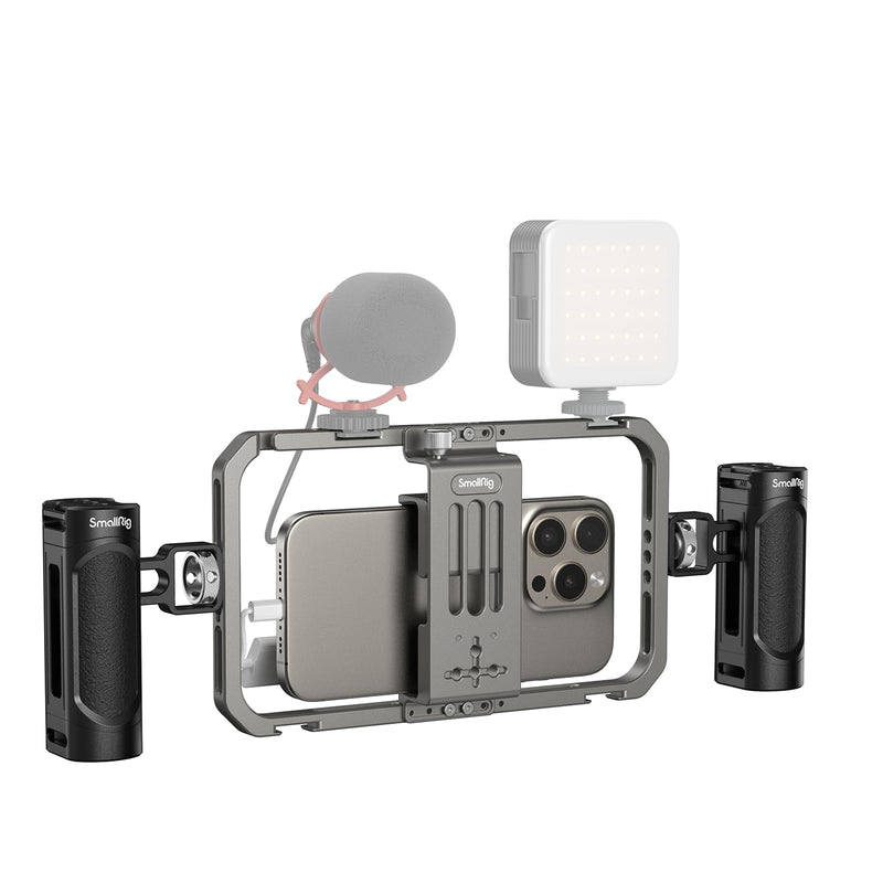 SmallRig Universal Phone Cage, Smartphone Video Rig Kit with Handles, Handheld Filmmaking Vlogging Case Stabilizer for Videomaker, for iPhone for Samsung for Pixel and Other Android Phones Cage w/ Dual Handles