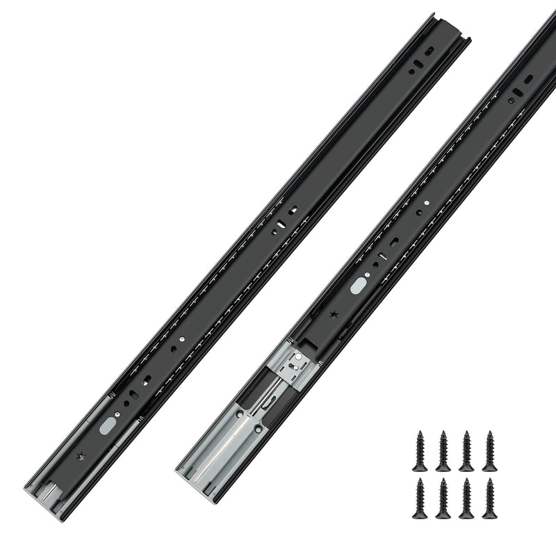 LONTAN 12 Inch Soft Close Drawer Slides Side Mount Dresser Drawer Glides 2 Pair Black 9.76" Extension Ball Bearing Heavy Duty Rails for Cabinets Drawer Hardware 100LB Capacity