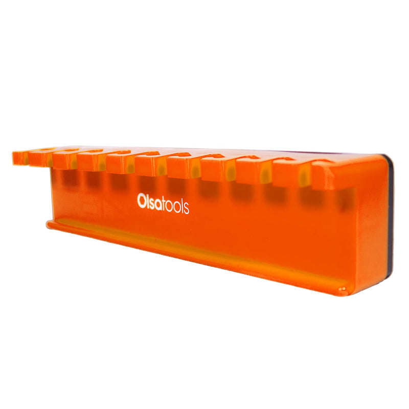 Olsa Tools Magnetic Wrench Holder Organizer - Orange - Fits SAE 3/8" to 15/16" & Metric 10mm to 19mm - Durable Tool Storage Solution - Part 1559