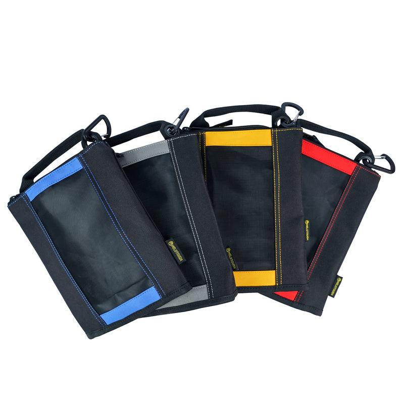 MELOTOUGH Fastener Bag Small Zip Tool Pouch Canvas Utility Zipper Tool Bag with Heavy Duty Mesh Window,Carabiner Clip (4 pack) 4 color(Yellow+Blue+Red+Grey)