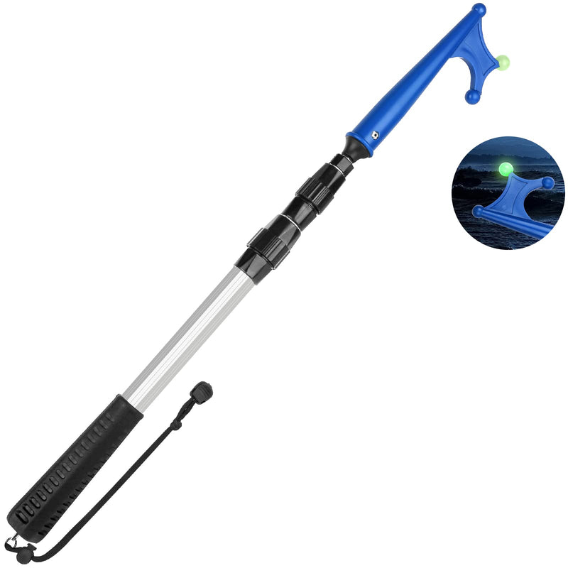 SANLIKE Telescopic Boat Hook for Docking, Extendable Marine Docking Pole with Luminous Design, Rust-Resistant Aluminum, Non-Slip Handle, Lightweight Boat Accessories for Kayak Fishing Pontoon silver