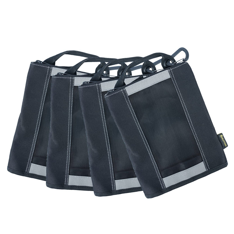 MELOTOUGH Zipper Tool Pouch Zipper Bag -Fastener Bag with Mesh Window and Carabiner Clip (4, Grey) 4 Grey 4pack