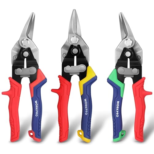 3 Piece Aviation Tin Snips Set, Metal Cutter Shear (Left, Right & Straight) Straight/Left/Right
