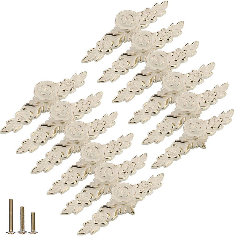 12 Pack European Style Rose Cabinet Knobs with Backplate, 5.7" Vintage Kitchen Zinc Alloy Flower Drawer Pull Handles for Dresser Vanity Cupboard Wardrobe (12 Pack, 5.7") 5.7" 12 Pack