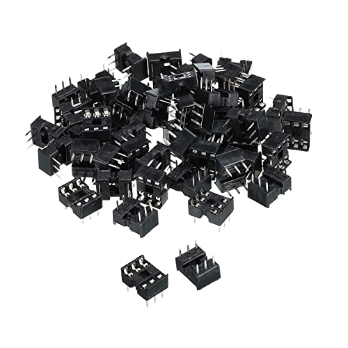 sourcing map Pack of 30 6-Pin DIP IC Sockets, Square Dip-IC Sockets, 2.54 mm Pitch Socket Adapter, Solder Connection for PCB Soldering Perforated Grid Board, Black 6p