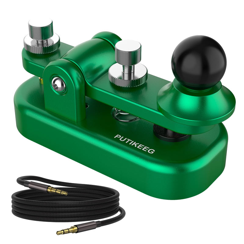 Mini CW Key Automatic Morse, Radio HAM Send Telegram Double Paddle Morse Code Key with Aluminum Alloy Body Base Green(S)