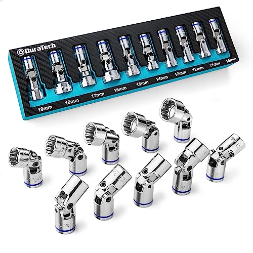 DURATECH 3/8" Drive Universal Joint Socket Set, 10-Piece, Metric, 10mm-19mm