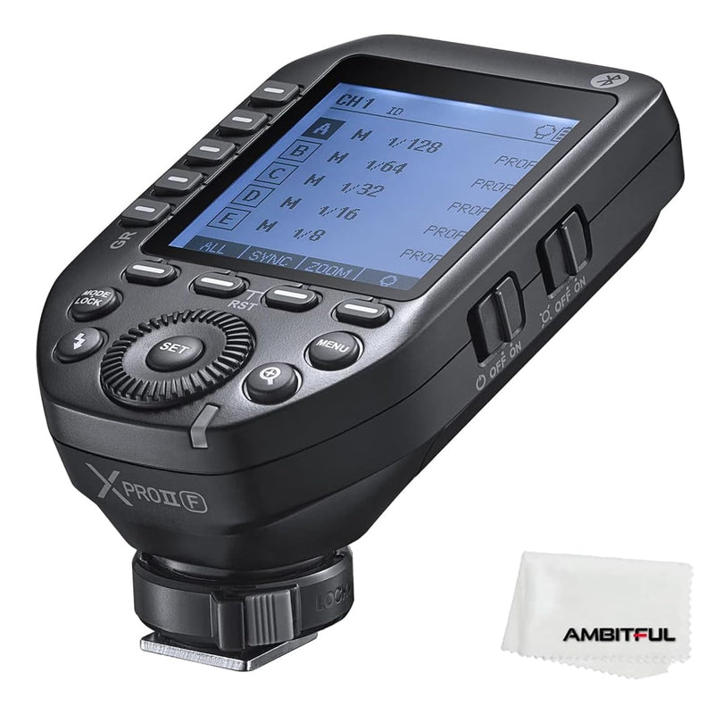 GODOX XproII-F 2.4G TTL Wireless Flash Trigger XProIIF Trigger Autoflash 1/8000s HSS Large LCD Screen 32 Channels 16 Groups Replacement for Fuji Cameras