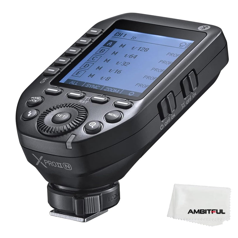 GODOX XproII-N 2.4G TTL Wireless Flash Trigger XProIIN Trigger Autoflash 1/8000s HSS Large LCD Screen 32 Channels 16 Groups Replacement for Nikon Cameras