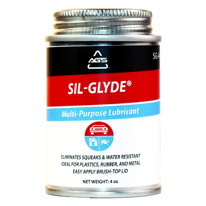 AGS Automotive Solutions SIL-Glyde Brush Top Can Multi-Purpose All-Weather Lubricating Compound for All Surfaces, 4 oz Lubricant Can, Silicone Lubricant, Ensure Friction Resistance 4oz