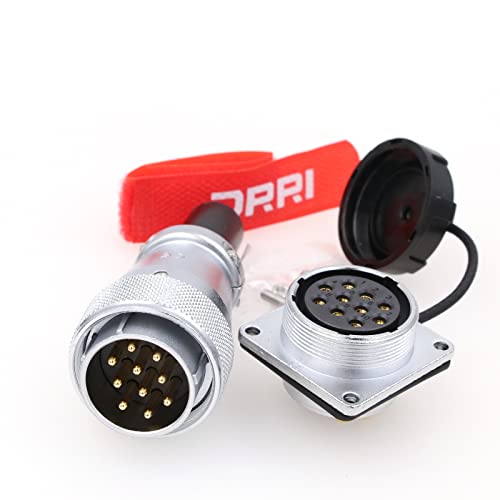 Weipu WS28 10 Pin AC-DC Circuit Signal LED Heavy Duty Industrial Bulkhead Plug Male Plug Female Socket Square Flange Panel Metal Aviation Bullet Plug 10 pin 25 A