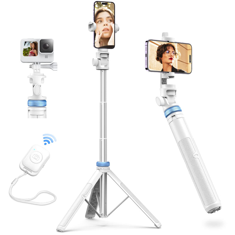 [Newest] 62" Selfie Stick Tripod with Remote - Kaiess iPhone Tripod Stand, Wider Legs & Thicker Tube iPhone Tripod with Rotation Phone Holder Fit for iPhone 14 13 12 Pro Max/Samsung/Camera/GoPro