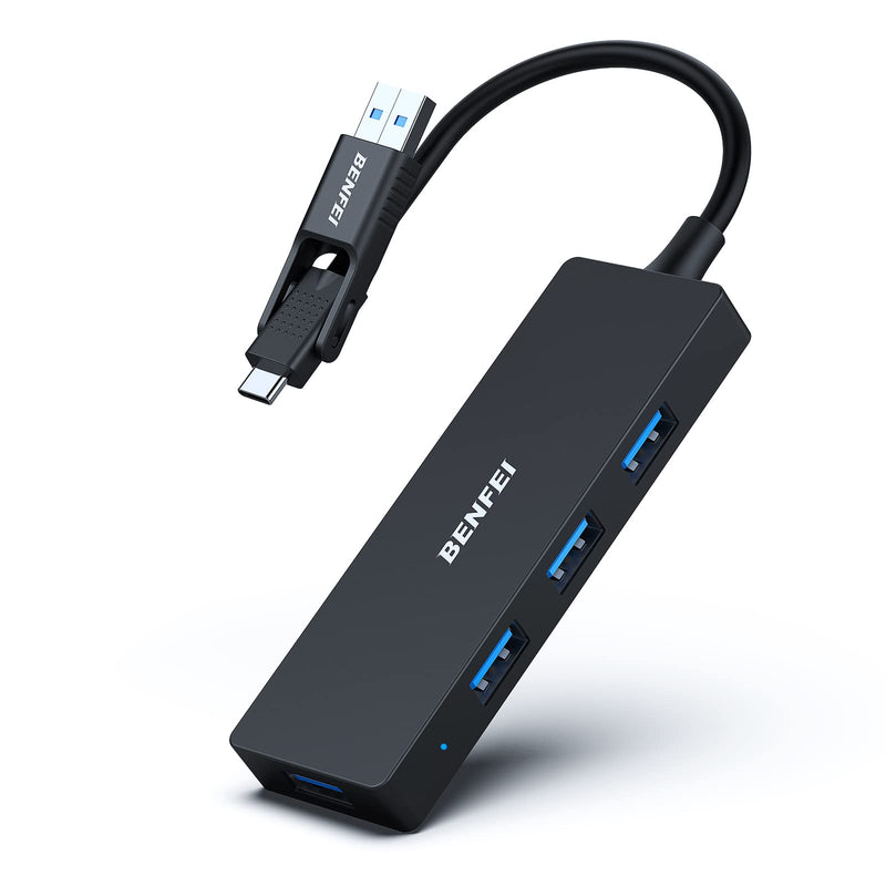 BENFEI USB 3.0 Hub, USB-C HUB, 2-in-1 USB Type-A/Type-C Hub with 4 USB 3.0 Ports Compatible for MacBook, Mac Pro, Mac Mini, iMac, Surface Pro, XPS, PC, Flash Drive, Mobile HDD