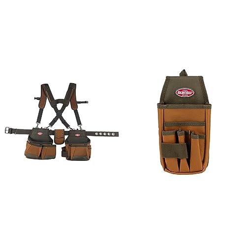 Bucket Boss AirLift Tool Belt with Suspenders (50100) and Utility Pouch with FlapFit (54170)