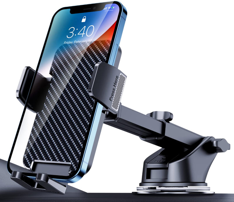 Phone Mount for Car Phone Holder Mount [Military-Grade Suction] Cell Phone Car Holder Universal Phone Stand for Car Dashboard Windshield Cell Phone Automobile Cradles Fit iPhone Android Smartphone Black