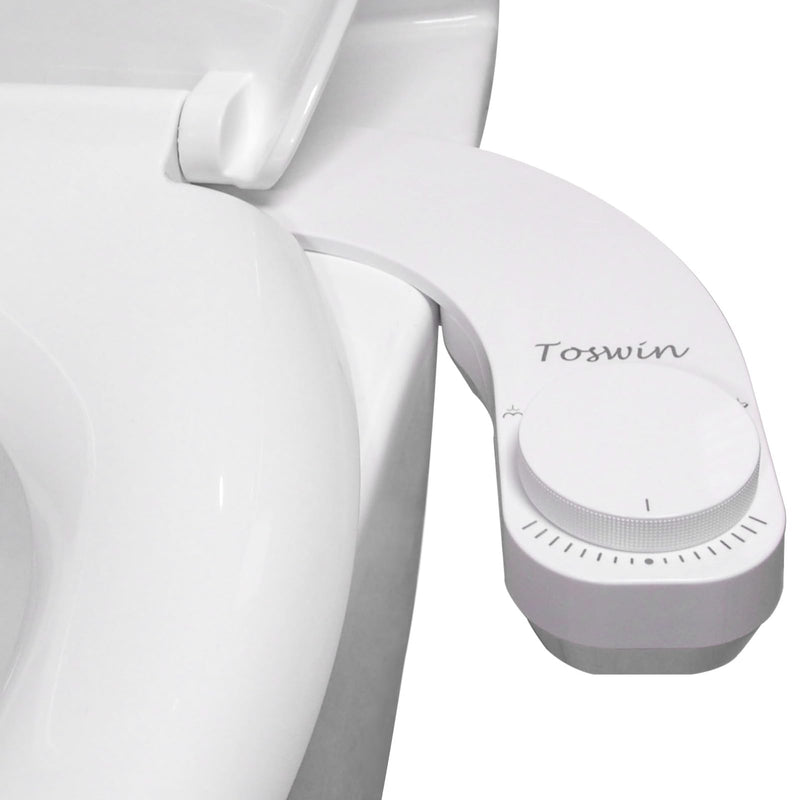 Left Handed Bidet Left Hand Bidet Left Side Control Bidet Attachment for Toilet with Dual Front & Rear Nozzles and Adjustable Water Pressure -White Knob White Knob