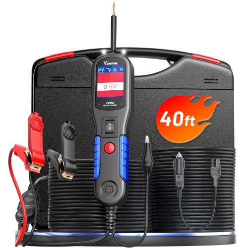 VDIAGTOOL V200 Automotive Circuit Tester, Power Circuit Probe Tester Kit, 12V-24V Short/Open Circuit Finder, AC/DC Diode Resistance Relay Fuse Component Test, Digital Voltmeter Ohmmeter, 40FT Cables